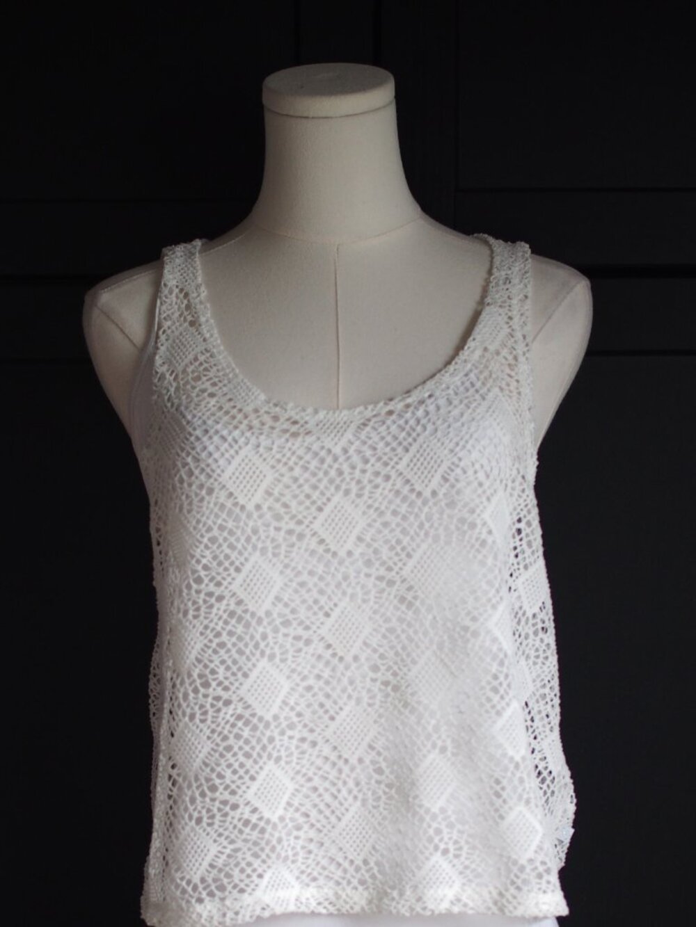 La Vie en Rose Aqua |  White Crochet Tank/Beach Cover-Up